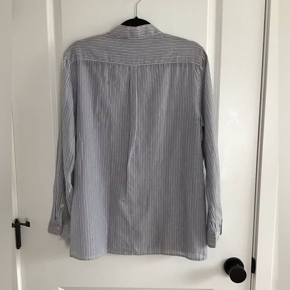 Burberry Brit Women's Long Sleeve Cotton Striped Blue Shirt Sz. LG - Picture 3 of 4